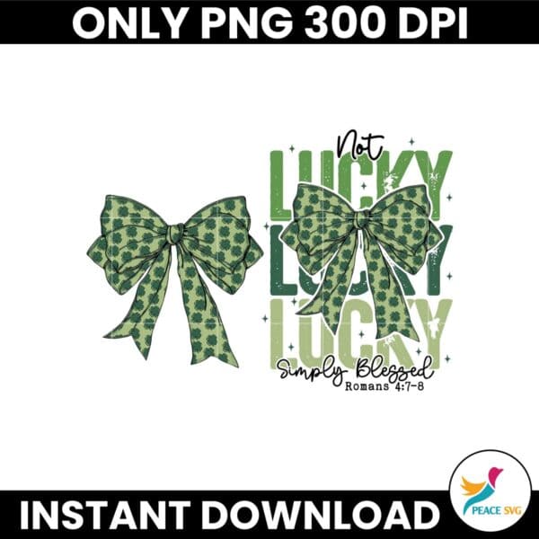 Retro Not Lucky Simply Blessed Coquette Bow Png