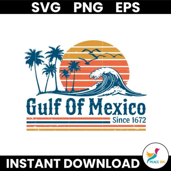 Retro Sunset Gulf Of Mexico Since 1672 SVG