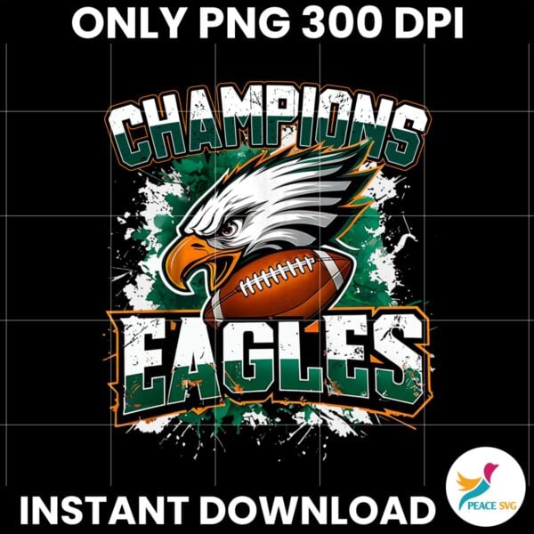 Retro Vintage Champions Eagles Football PNG