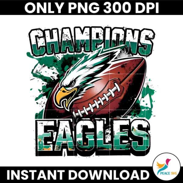 Retro Vintage Champions Eagles Football Super Bowl 2025 PNG