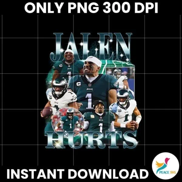 Retro Vintage Jalen Hurts Philadelphia Eagles PNG