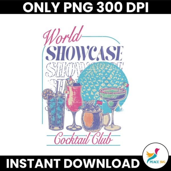 Retro Vintage World Showcase Cocktail Club PNG