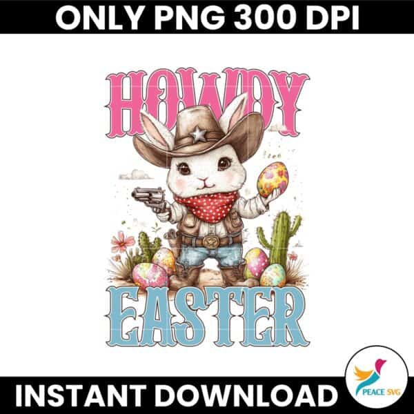 Retro Western Easter Howdy Easter Bunny Eggs Hunt PNG