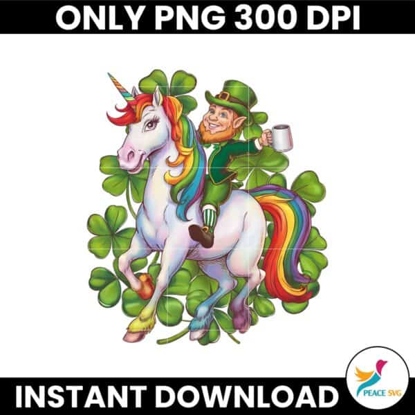 Rodeo Leprechaun Rides Unicorn Patricks Day Shamrock PNG