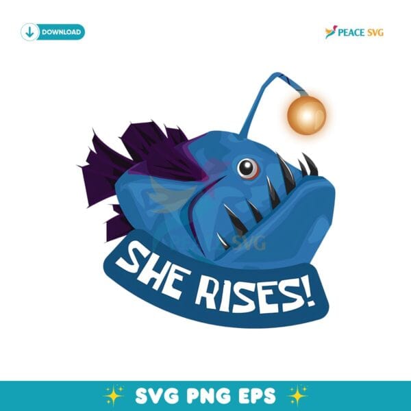 She Rises Angler Fish Black Seadevil In The Deep Sea Svg