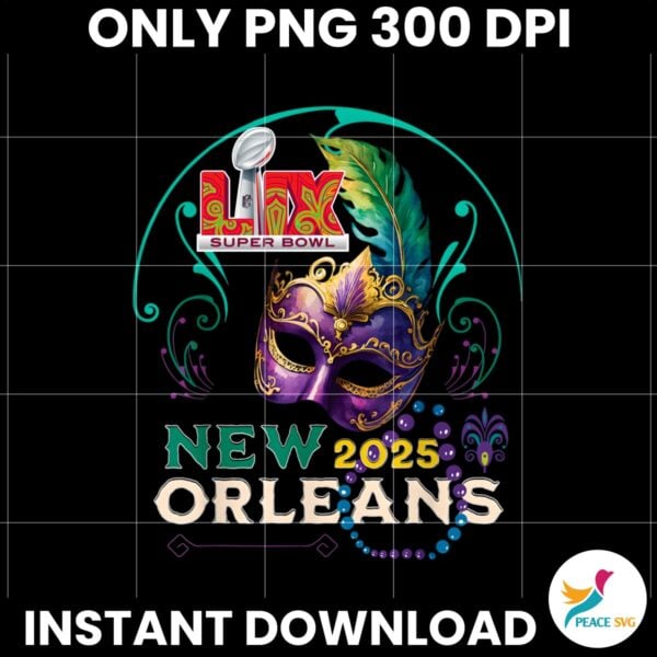 Super Bowl LIX 2025 New Orleans Mardi Gras Mask PNG