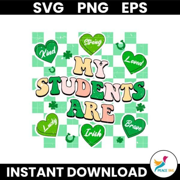 Teacher My Students Are St Patricks Day Candy Heart Checkered SVG