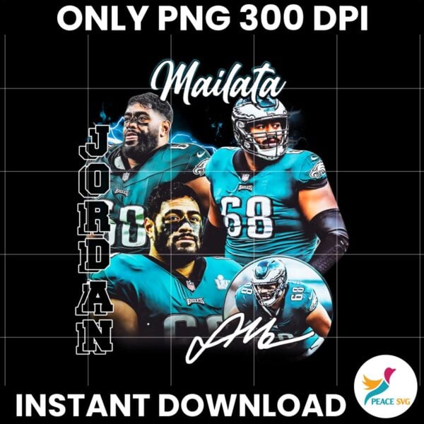 Vintage 90s Jordan Mailata Philadelphia Eagles Football PNG