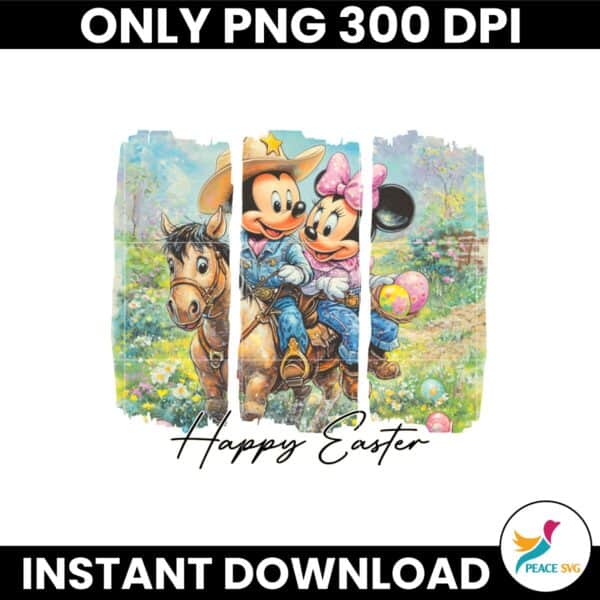 Vintage Howdy Easter Disney Mickey And Minnie Happy Easter Day PNG