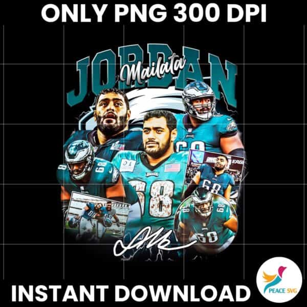 Vintage Jordan Mailata Philadelphia Eagles Football Player Signature PNG