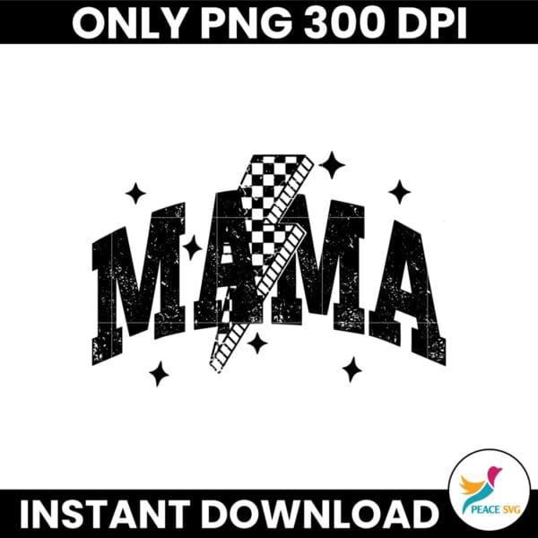 Vintage Retro Checkered Mama Lightning Bolt Svg