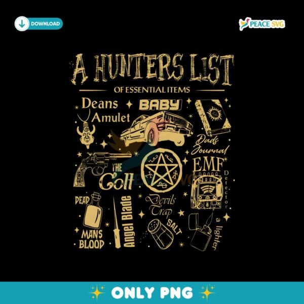 A Hunters List Of Esential Items Supernatural PNG