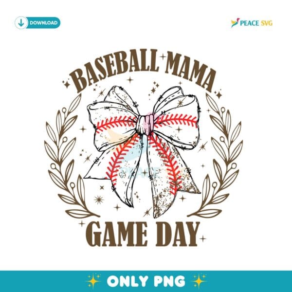 Baseball Bow Baseball Mama Gameday PNG