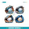 Baseball Ice Cream Drip Blue Softball Png Bundle