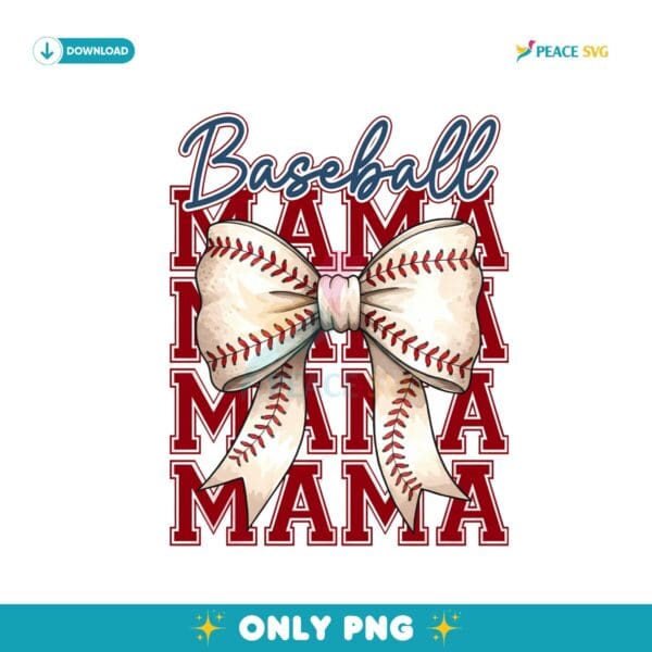 Baseball Mama Coquette Bow Png Sublimation