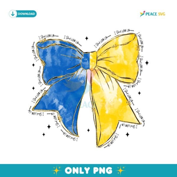 Blue Yellow Bow I Stand With Ukraine PNG