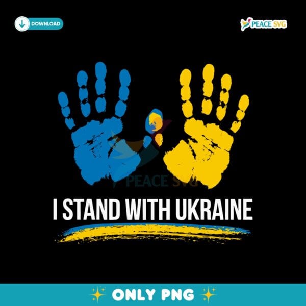 Blue Yellow Hand I Stand With Ukraine PNG