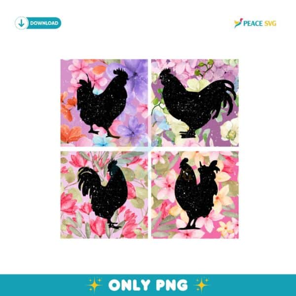 Boho Chicken Flower Love Farm Life PNG