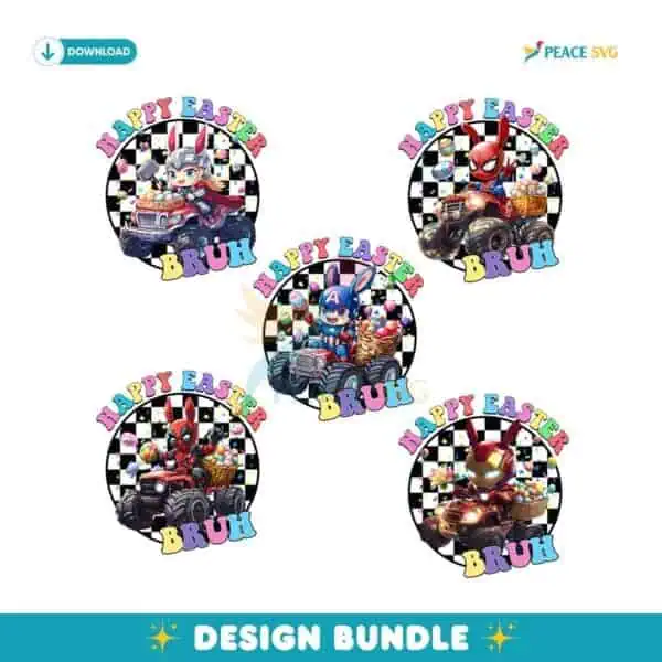 Bundle Bunny Superhero Truck Happy Easter Bruh PNG