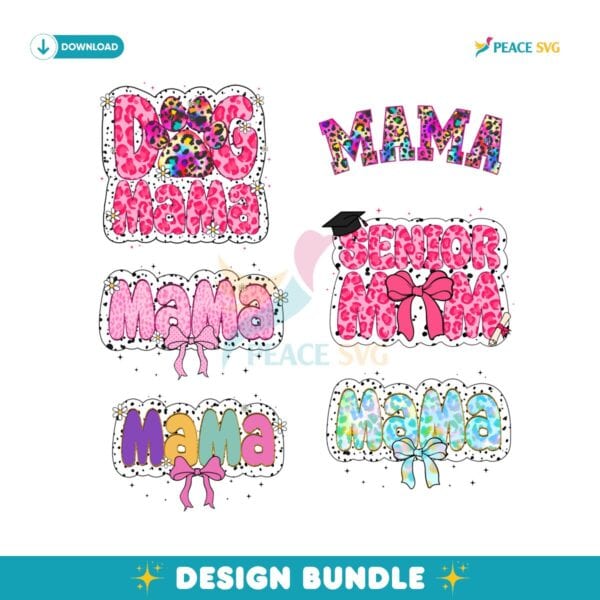 Bundle Dog Mama Senior Mama Coquette Bow PNG