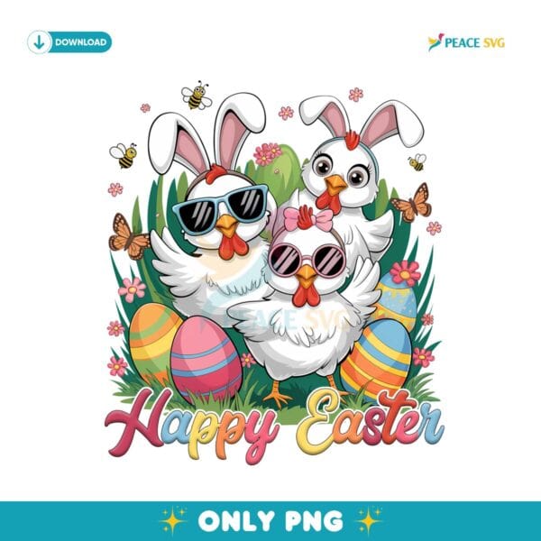 Bunny Chickens Happy Easter PNG