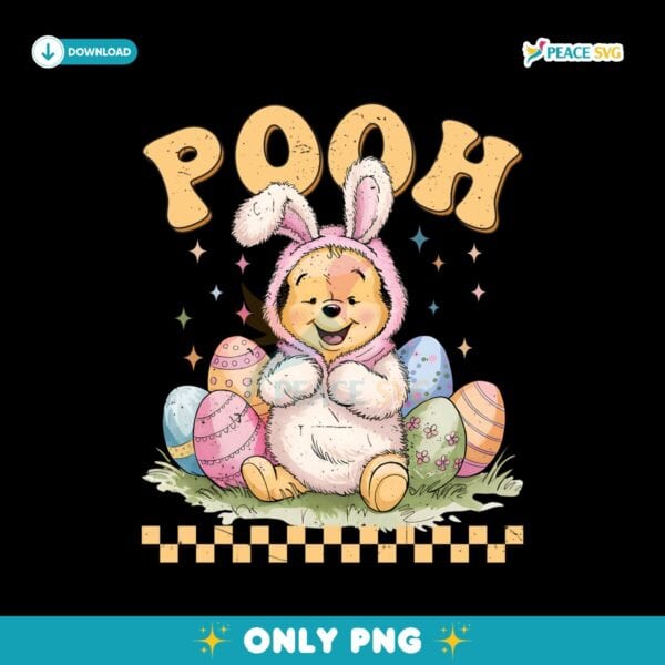 Bunny Winnie Pooh Easter Checkered PNG