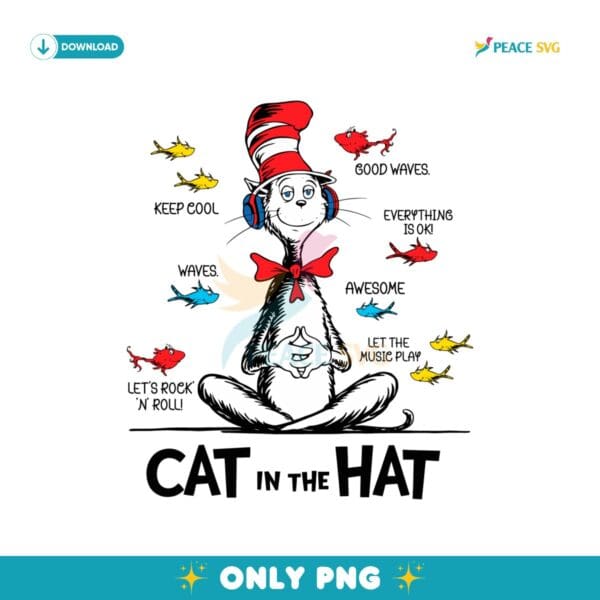 Cat In The Hat Red Fish Blue Fish Funny PNG