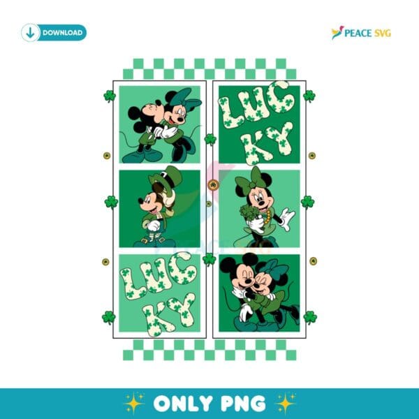 Checkered Mickey Mouse Friends Lucky Photos PNG