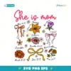 Colorful Floral Coquette Bow She Is Mom Quote SVG