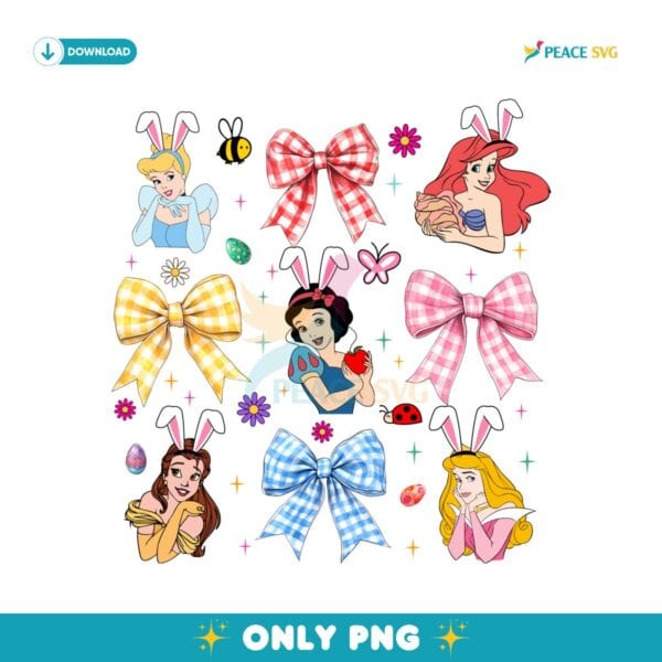 Coquette Disney Princess Bunny Easter Day PNG