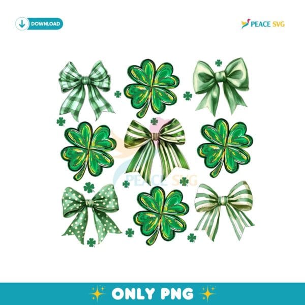 Coquette Patricks Day Shamrock Lucky Bow Png