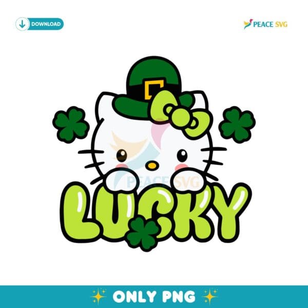 Cute Cat Lucky Hello Kitty Kawaii St Patricks Day PNG