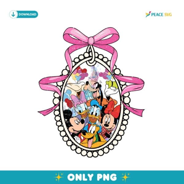 Disney Friends In Mirror Coquette Bow PNG