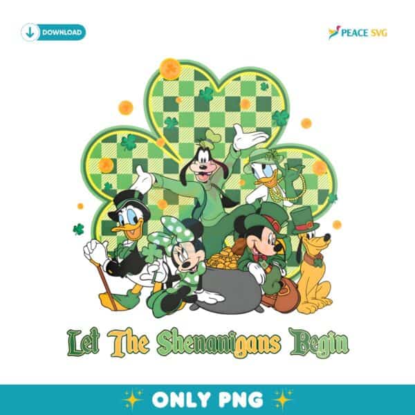 Disney Let The Shenanigans Begin Checkered Shamrock PNG