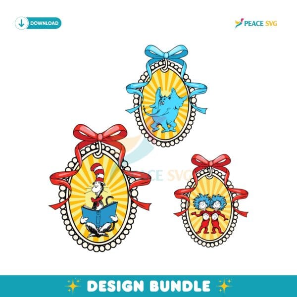 Dr Seuss Cat Horton Thing 1 Thing 2 Mirror Bundle PNG