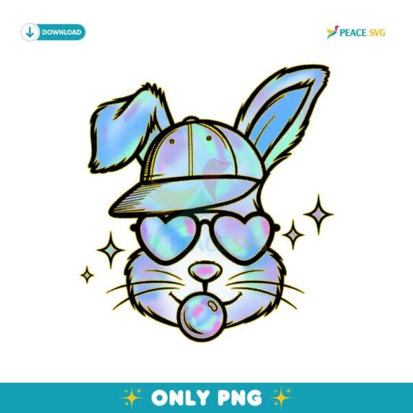 Easter Bunny Coquette Blowing Bubble Gum Happy Kids PNG