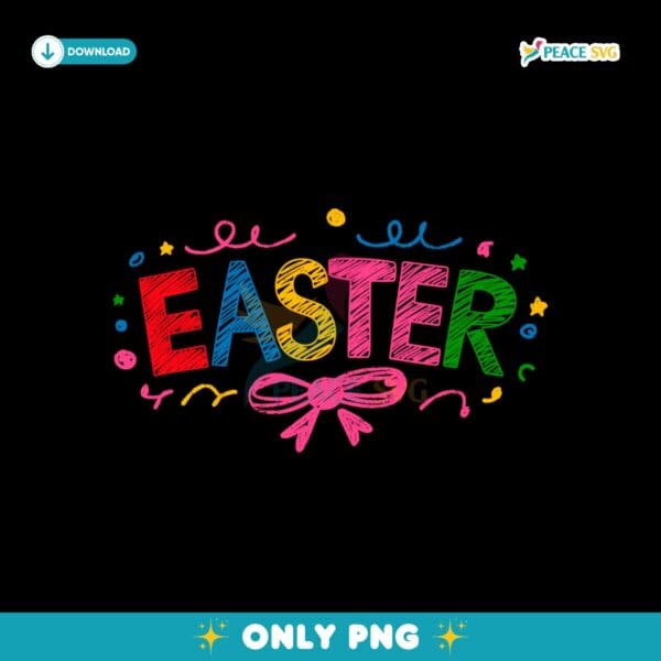 Easter Coquette Bow Crayon Style PNG