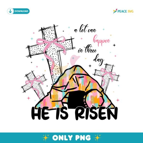 Easter He Is Risen Coquette Cross PNG