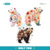 Floral Bear Watercolor Style PNG