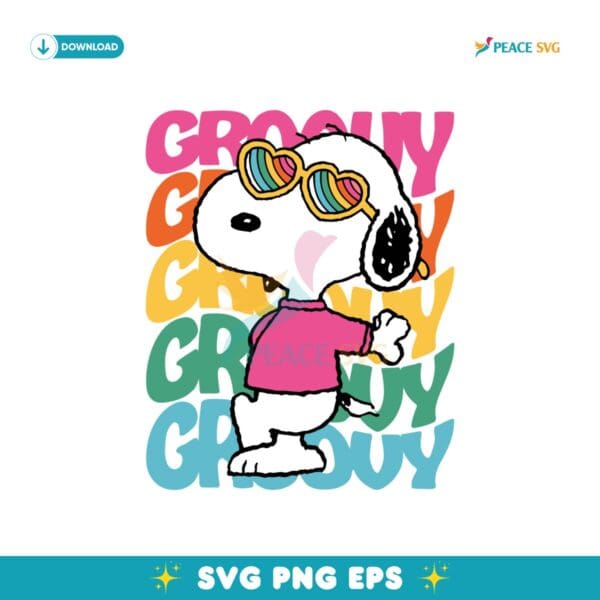 Funny Snoopy Groouy Rainbow Glasses Svg