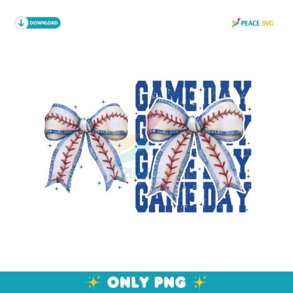 Game Day Baseball Bow Coquette Softball Png