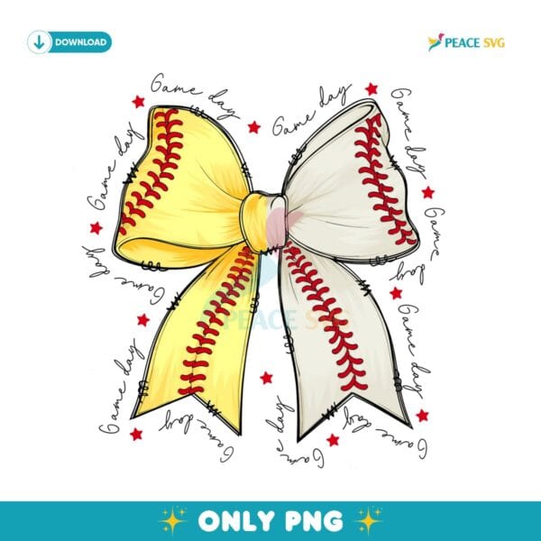 Game Day Baseball Mama Softball Coquette Bow Png