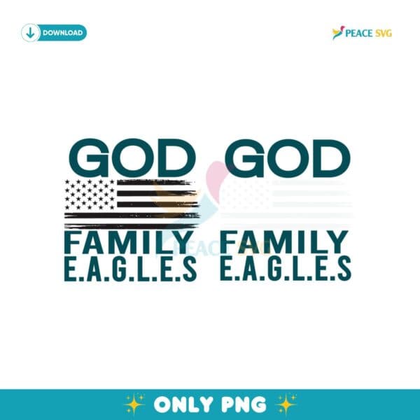 God Family Eagles American Flag PNG