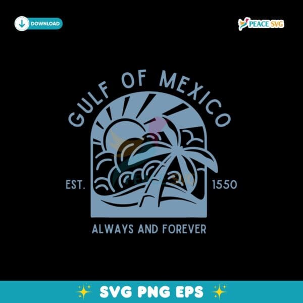 Gulf of Mexico Since 1550 Vintage Beach Lovers Svg