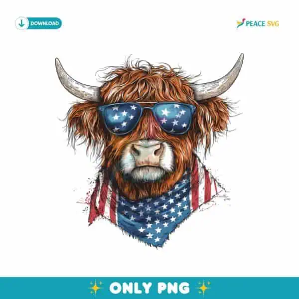 Handsome America Highland Cow PNG