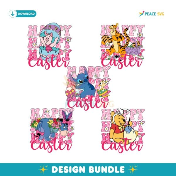 Happy Easter Winne Pooh Friends Bundle PNG