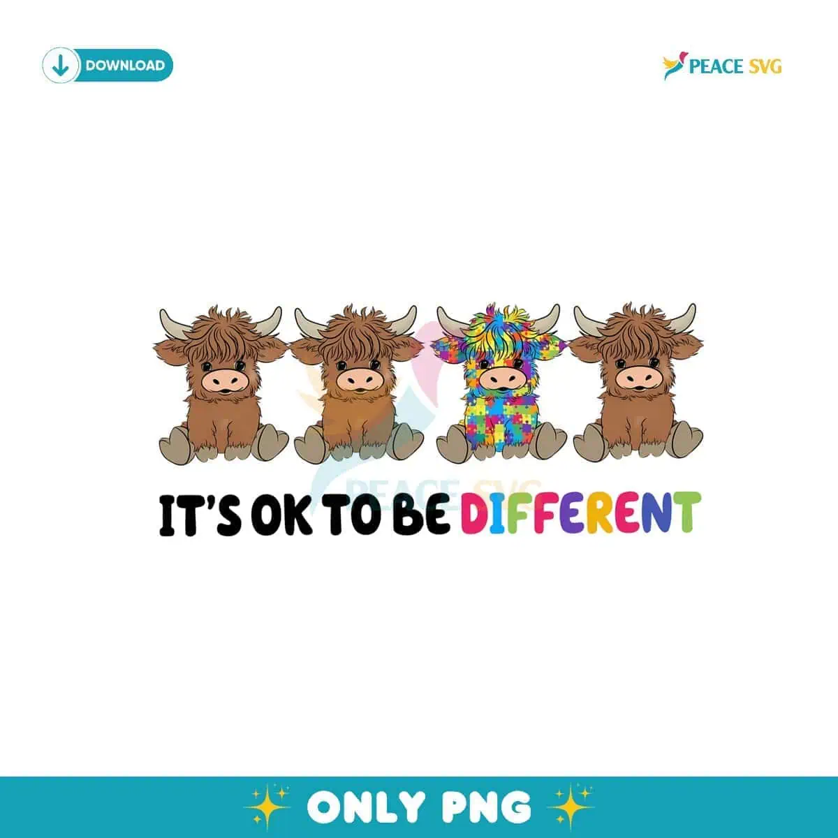 Its Ok To Be Different Autism Awareness Cow Png