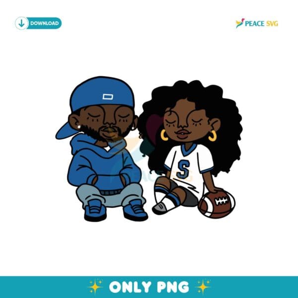 Kendrick Lamar and SZA Comic Graphic Png