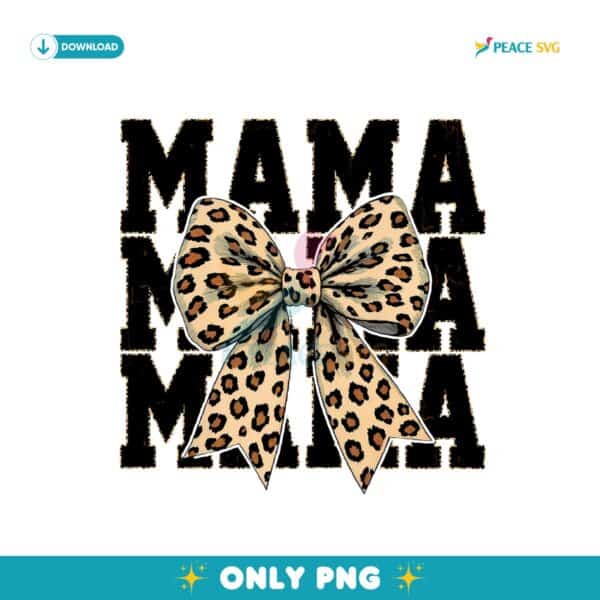 Leopard Print Mama Coquette Cheetah Bow PNG