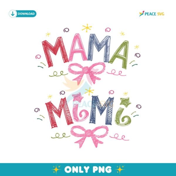 Mama Mimi Coquette Bow Crayon Drawn Style PNG